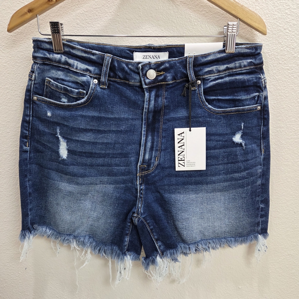 Zenana Outfitters Distressed Blue Jean Shorts
